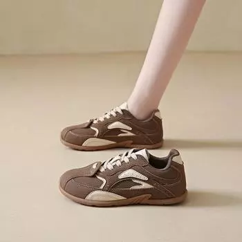 CRLAYDK Women s Fashion Flat Shoes Suede Leather Comfort Casual Low Cut Sneakers Sport Walking Lace Up Tennis for Ladies 35
