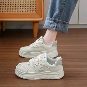 CRLAYDK Women s Fashion Platform White Sneakers Lace Up Walking Cute Skate Comfortable Shoes Low Top Leather Casual Tennis 38