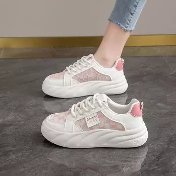 CRLAYDK Women s Fashion Sneakers Mesh 2024 Summer Skateboard Walking Shoes Platform Breathable Travel Sport Tennis for Girls 35