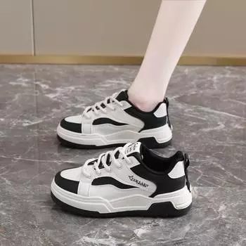 CRLAYDK Women s Lace Up Skateboard Shoes Low Top Leather Fashion Platform Sneakers Sport Walking Casual Tennis for Girls 35