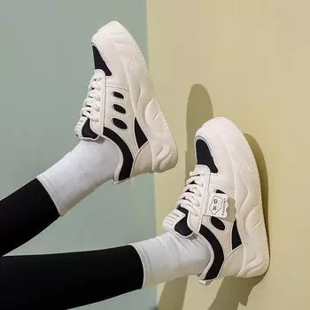 CRLAYDK Women s Platform Sneakers Fashion PU Leather Shoes Classic Lace Up Comfortable Skate Walking Casual Tennis for Lady 35