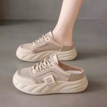 CRLAYDK Women s Walking Mules Sneakers Slip On Mesh Summer House Slides Comfortable Backless Loafers Outdoor Nursing Shoes 35