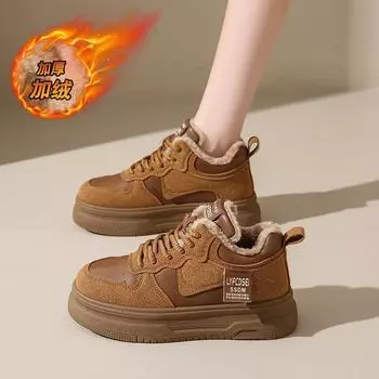 CRLAYDK женские зимние туфли на меховой подкладке замшевые кроссовки на платформе теплые модные повседневные уличные женские прогулочные ботинки по щиколотку для снега 35