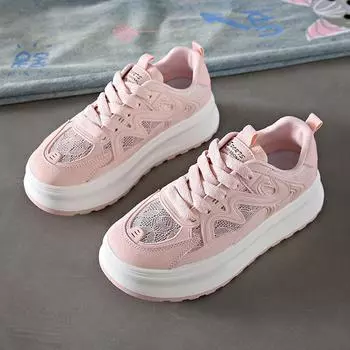 CRLAYDK женские кружевные летние дышащие туфли на платформе модные прогулочные кроссовки для скейтбординга увеличивающие рост повседневные теннисные туфли на шнуровке 35