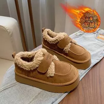 CRLAYDK женские зимние ботинки на платформе, новые зимние ботинки с меховой подкладкой из теплой замши, женские ботинки для увеличения роста 36