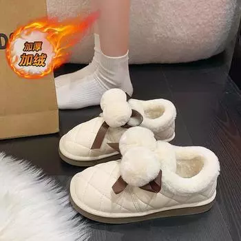 CRLAYDK зимние ботинки для женщин милые теплые с меховой подкладкой без застежек на щиколотку зимние домашние туфли удобные водонепроницаемые уличные кожаные ботинки 35