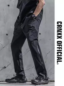 CRNXXOFFICIAL23 Функциональная многофункциональная водонепроницаемая рабочая одежда с деконструированной 3D-структурой, прямые брюки L чёрный