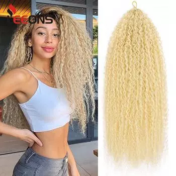 Croceht Curly Hair 1 Pack Water Wave Вязание крючком Волосы 28 дюймов Длинные вьющиеся волосы с глубокими волнами Вязание крючком для плетения Синтетический Ombre Blonde