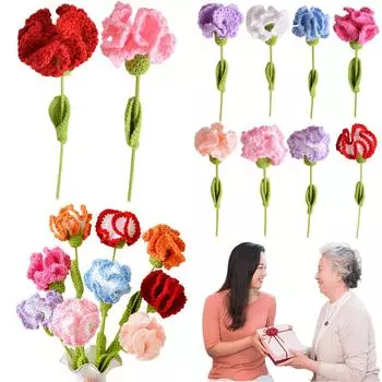 Crochet Carnation Knitted Carnation Exquisite Handmade Crochet Flowers Aesthetic Finished for Mothers Day Anniversary