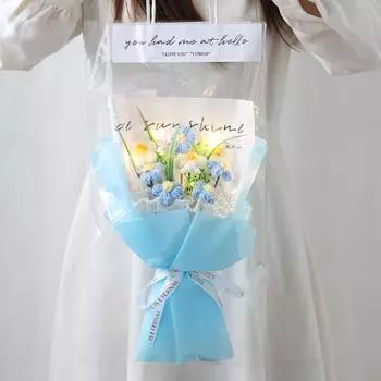 Crochet Flowers Luminous Bouquet Graduation Gifts Eternal Artificial Flowers