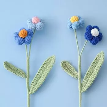 Crocheted Handmade DIY Artificial Bouquets Home Wedding Party Decorations Simulation Flowers Ornaments Photography Props небесно-голубой