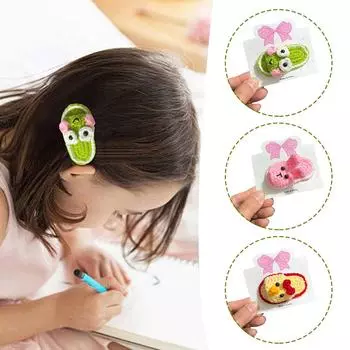 Crocheted Small Animal Slippers Hairpin Children s Hair Clip Cute Accessories Cartoon Super Cli Y2B2 green-1pcs
