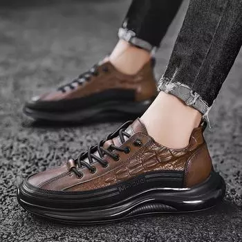 Crocodile leather shoes men s autumn men s shoes 2025 new sports shoes trend versatile casual shoes men s board shoes 39