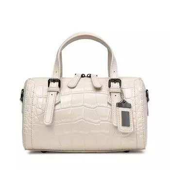 Crocodile Pattern 2025 New Small Bag Shoulder Pillow Bag Genuine Leather Portable Women s Bag Light Luxury Genuine Leather Women s Bag Boston Bag Light beige