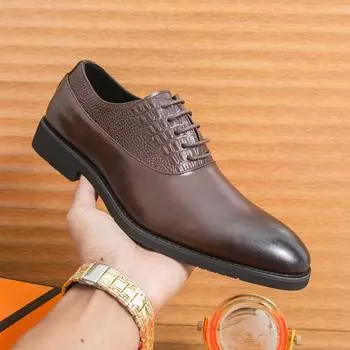 Crocodile Pattern Men Classic Leather Shoes Luxury Oxfords Male Derby Shoes Casual Wedding Shoes Mens Handmade Formal Dress Shoe 38