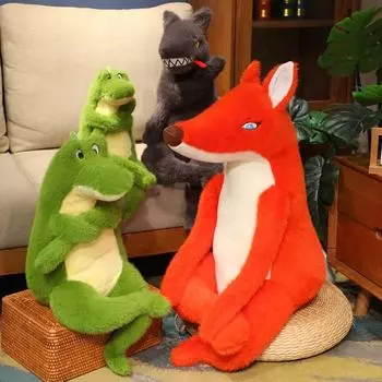 Крокодил плюшевый милый пушистый волк мягкая кукла милый забавный уверенный чучело лиса подарок на день рождения для детей детские игрушки 25cm