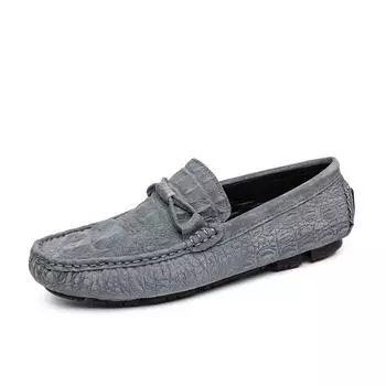 Crocodile Skin Loafer Men Leather Slip-on Moccasins Handmade Man Casual Shoes Drive Walk Leisure Italian Shoes Flats Footwear 38 чёрный