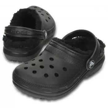 Crocs 203506 060 Kids Classic Lined Black c10(165)