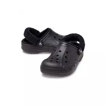 Crocs Adult Baya Lined Fuzz Strap Clog Bk 24fucl206633 BLACKBLACKZ060/230