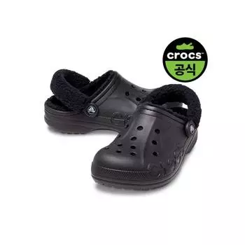 Crocs Adult Baya Lined Fuzz Strap Clog Bk BLACKBLACKZ060M4W6230