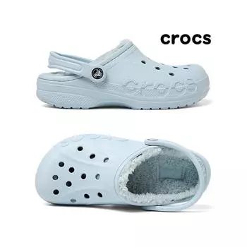 Crocs Baya Lined Clogs Fur Indoor Shoes 205969 4jz mineral blue240
