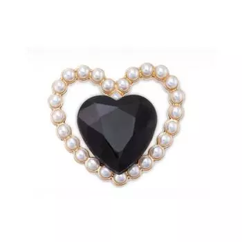 Crocs Black Gem Pearl Heart Zibbitz Charm 10014298 shuffle