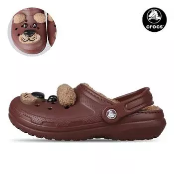 Crocs Classic Brown Bear Lined Women Women Winter Cold Weather Fur Slippers K210399 2fl K2103992FL/J4230