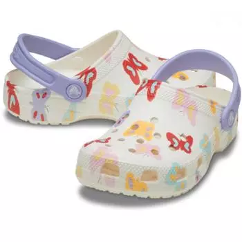 Crocs Classic Butterfly Graphic Clog Kids Chalk 211255 0wv J2(210)