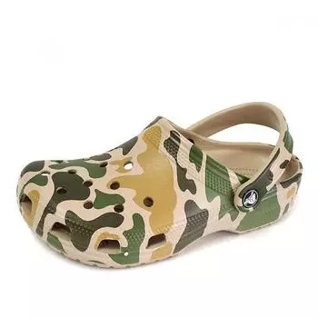 Crocs Classic Clog Slippers Camo Green 206454 2y6 2064542Y6:230mm(M4/W6)