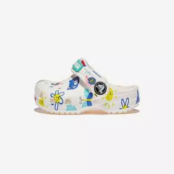 [Crocs] Classic Doodle Print Clog Toddler, CRS210357, 1010107512, Popular Korean Shoes 120