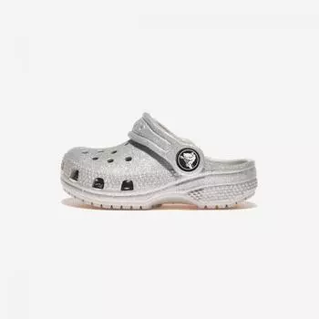 Crocs Классические блестящие сабо для малышей Crs206992 Серебряные блестки 120