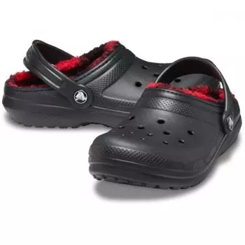 Crocs Classic Lined Buff Check Clogs Kids Black 210767 001 J3(220)