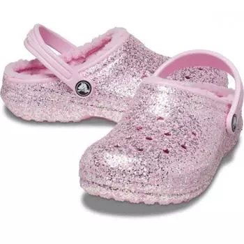 Crocs Classic Lined Glitter Clog Toddler Flamingo 207463 6s0 C5(120)