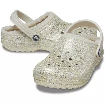 Crocs Classic Lined Glitter Clog Toddler Stucco 207463 160 C5(120)