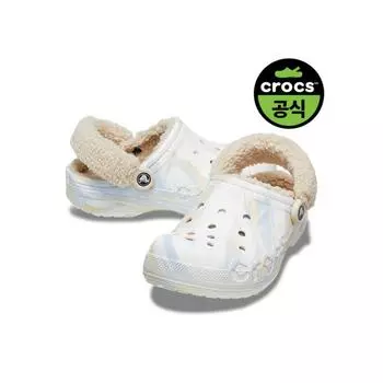 Crocs Common Baya Lined Fuzz Strap Marbled Clg Whm WHITE MULTIZ94SM4W6230