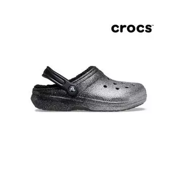 Crocs Common Classic Glitter Lined Clogs Black Silver 205842 067 M7W9260