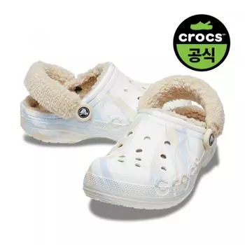 Crocs Crocs Official Common Baya Lined Fuzz Strap Marbled Clg Whm 23fucl209241 WHITE MULTI(Z94S)/M4W6(230)
