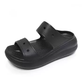 Crocs Crush Chunky Heel Tall Wedge Slipper Sandals Black 207670 001 207670001/230mm(M4/W6)