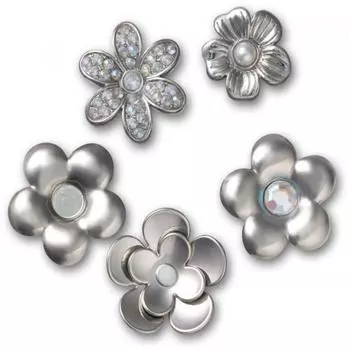 Crocs Galleria Crocs Headquarters Accessories Silver Flower Set Of 5 Gbitz 10013258 shuffle/one sizefree