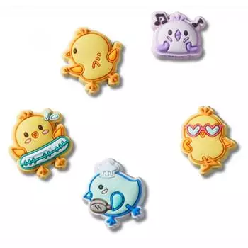 Crocs Happy Chick Zibbitz Set Of 5 10015528 FREE