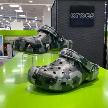 Crocs Hc02 Classic Print Camo Clogs Domestic Store Edition 206454 0ie GRAY MULTI/M4W6/230