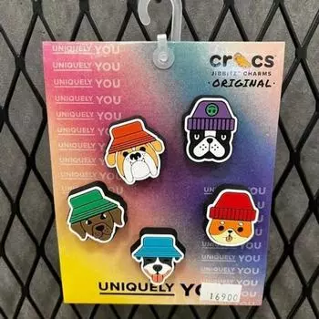 Crocs Hc02 Dog Jibbitz 5 Pack Bundle Dogs In Hats Jibbitz 5pck Bun Color mix/FF (free)