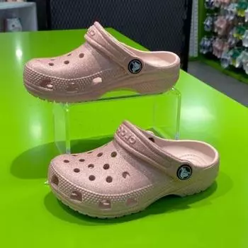 Crocs Hc02 Классические блестящие сабо для детей, выпуск для домашнего магазина 206993 6wv Glitter Quatz/J1/200