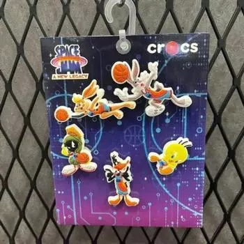 Crocs Hc02 Space Jam 5 Pack Bundle Jibbitz Space Jam Basketball 5 Color mix/FF (free)