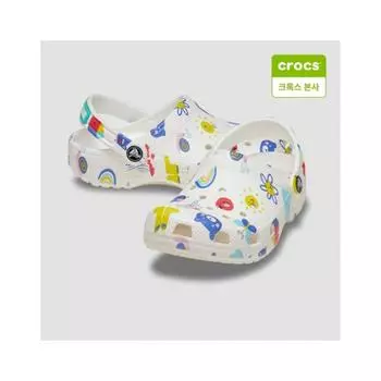 Crocs Kids Classic Doodle Print Clog Toddler 210357 94s 94S whitemulti/C7