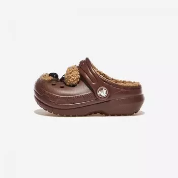 Crocs Классические детские сабо с подкладкой Crs210019 Темная глина 130