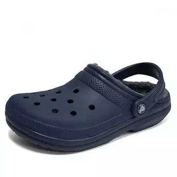 Crocs Классические сабо на подкладке для мужчин, женские, зимние тапочки, темно-синие 203591 459 203591459/230mm(M4/W6)