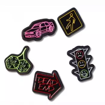 Crocs Neon Street Gibbitz Set Of 5 10013264 FREE