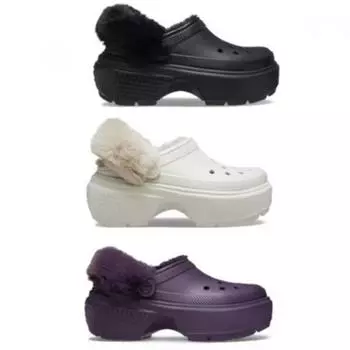 Crocs New Product Winter Stomp Rind Clogs 208546 001208546 160208546 5as 208546001 (black)/M6W8(250mm)