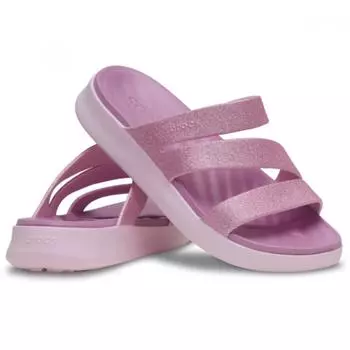 Crocs Сандалии Getaway с блестками и ремешками, розовые, молочные, 210446 6zw W5(220)